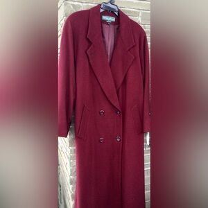 Stephanie Rogers 100% Wool Pea Coat - Deep Burgundy